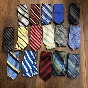 Express Tie Lot of 16 Italian Silk Fabric USA Stripe Multicolor Work Business